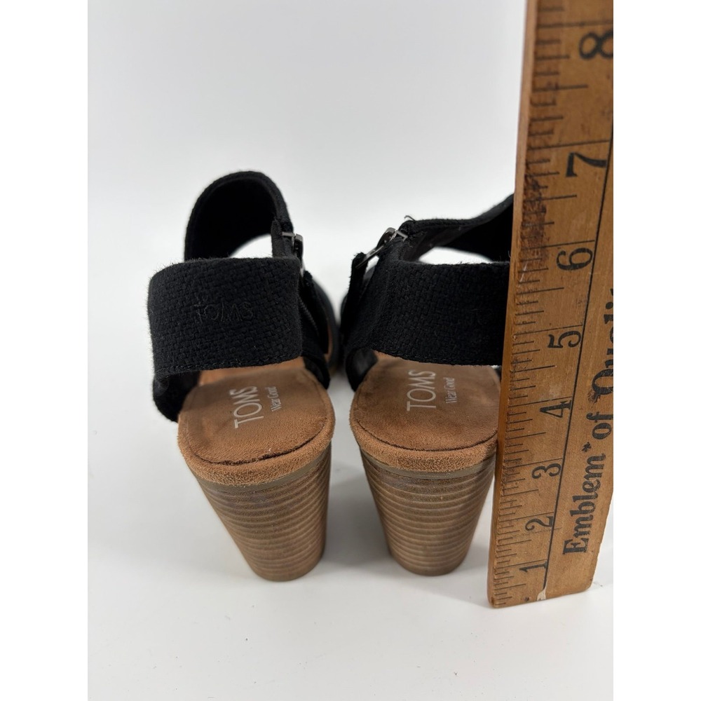 TOMS Majorca Sandal, Black Slingback Side Zip Closed Toe Block Heel, Sz 10 - Picture 4 of 9